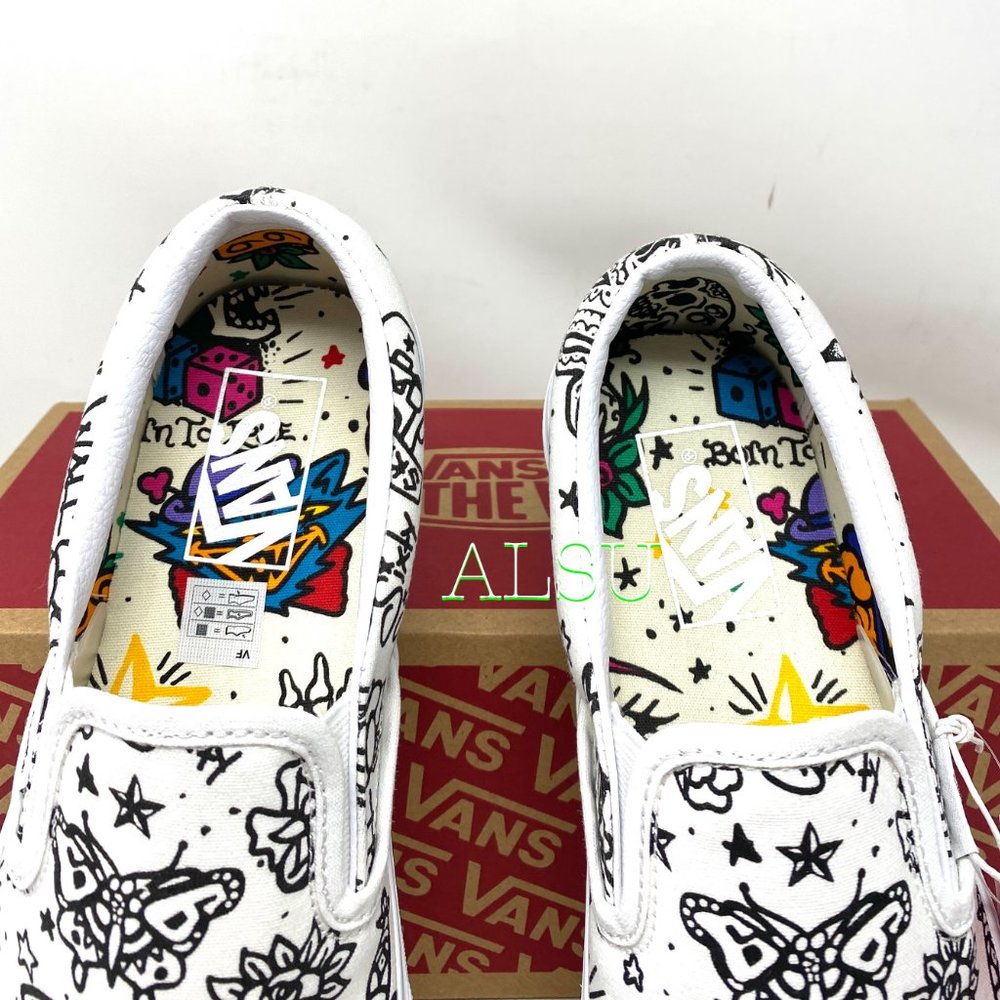 VANS Classic Slip-On (U-color) Tatoo Sneakers Women’s Size 6.5 VN0A4BV31IU - Picture 5 of 10